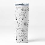 AKP SUBLIMATION Ideas Doodle Double Walled White Stainless Steel Tumbler 600 ml