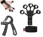 ShopiMoz New Black Finger Grip with Counter Hand Gripper Strengthener Adjustable Finger Trainer and Griper Grip Trainer - Relieve Pain