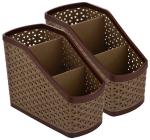 Kuber Industries Brown Plastic Multipurpose Stationary Box Pen Pencil Holder, (Pack of 2)