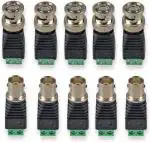 TAAPSEE 5 Sets BNC Male & Female Connector Adapter with Solderless Screw Terminal for Balun CCTV Surveillance Camera Accessories, RG59 RG6 Video Coaxial Cable Pigtail, Tap (Green, Black, Pack of 10)