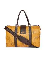 Pick Pocket Yellow & brown floral printed PU Duffel bag