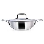 Wonderchef Nigella 3-Ply Stainless Steel Kadhai 20cm, 1.5L, 2.6mm