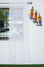 Parda Online White Plain Linen Solid Rod Pocket Plain Window Curtain 7ft, (Pack of 4)