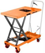 VOLTZ 300 Kg Hydraulic Lift Trolley Max. Height 900 mm Manual Scissor Lift Table w/ 4 Wheels and Foot Pump, Elevating Hydraulic Cart for Material Handling, Orange