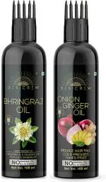 Desi Crew Bhringraj and Onion Ginger Hair Oil for Skin, Body and Hair Care 100 ml Each
