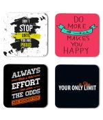 Whats Your Kick Positive Thinking Your Only is You Limit Quotes Printed Set of 4 Coaster With Metal Stand