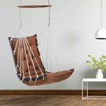 Swingzy Leather Velvet Hanging Swing Chair for Adults & Kids (Brown, With Accessories)