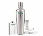 finality Bar Set-Cocktail Shaker, Peg Measure, Ice Tong, Hip Flask with Bar Box/Bar Accessories Tool Set
