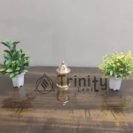 Trinity Craft Iron Small Golden Candle Lantern T-Light Holder, Floral Hand-Etched Incense Burner & Hanging Tea Lights Metal Tealight Candle Holders for Home Decor & Showcase Items (2.5x2.5x5) Inch