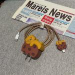 PunnkFunnk Cute Cartoon Protective Case for iPhone 18W & 20W USB-C Adapter Charger Cable, Unique Design Funny 3D Cartoon Charger Cover Cable Protector for iPhone Fast Charger (Brown Biscuit Bear)