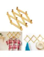 Giftoshopee Expandable Bamboo Wooden Peg Rack/wall Mounted Coat Rack