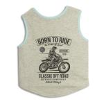 Ruse Born to Ride Printed Grey and Blue Cotton Round Neck Dog T Shirt - M