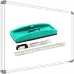 SRIRATNA Non Magnetic 1.5x2 ft. Double Side Writing Whiteboard & Chalk Board, Combo of 4 Items Whiteboards and Duster Combos (White, Green)
