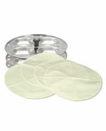 Towels World Handweaved Cotton Idli Cloth with Stitched Round Edges Reusable- Pack of 4 Pieces (30 cm Round) - Suitable for 3/4/5/6/7 Pit Idly Plates