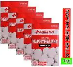 Ambetol Naphthalene Balls for Clothes/Bathroom/Wardrobe/Moth Balls 1KG (200GM X 5)