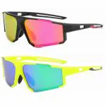 GHOSSY Sports Sunglasses or Cricket Goggles, Square Play Black Red / Yellow Black
