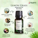NARTI ORGANIC Natural Lemon Grass Essential Oil 15ml - Organic Certified for Hair Growth, Skincare, lemon grass oil diffuser for promoting relaxation