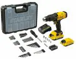 Stanley FATMAX SCD711D2KA-B1 20 V Cordless Brushed Hammer Drill Machine with Batteries and Charger 13 mm (100 Pieces)