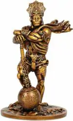 Sahebzaade Lord Bahubali Hanuman Idol Statue Bajrang Bali Decorative Showpiece Decorative Showpiece - 20 cm (Polyresin, Gold)