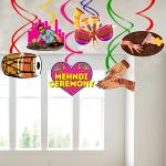 Zyozique Multicolor Wedding Mehndi Ceremony Theme Swirls For Decorations (Pack Of 6)