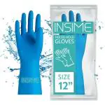 INSIME Heavy duty rubber gloves for clothes washing & kitchen cleaning for women - Premium Long hand gloves for dish washing & utensils washing - Household rubber gloves for bathroom cleaning gloves