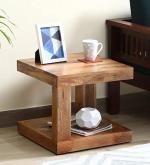 SMAART CRAAFTS Sutton Solid Wood END Table for Living Room |Natural Teak Finish | Solid Mango Wood