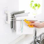 BMG IMPORT EXPORT Stainless Steel 4 Arm Towel Rack Cum Napkin Rack Swivel Wall Mounted Rail for Kitchen and Bathroom Towel Rods Bathroom Accessories Seamless Stickers Four Bar Hanger Multi Function Rack Pack of 1