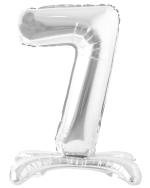 AMFIN (Pack of 1) 32 inch Self Standing 7 Number Balloons Birthday Party Decoration, 7th Birthday Party Decoration Items, Silver 7 Number Balloons, 7 Number Foil Balloons Silver