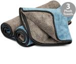 Auto Hub Microfiber Cloth- 600 GSM - 40cm X 40cm - 3 PC- Double Sided, Thick Plush, Lint Free, Super Water Absorbent Microfiber Towel for Car & Bike Cleaning, Polishing, Washing & Detailing (Blue)