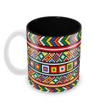 Jiya EnterpriseTuelip Black Ceramic Classic Woolen Pattern Printed Inside Mug - 350 ML