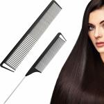 Xester Black Plastic Rat Tail Comb, Wide And Fine Teeth Comb (Combo Of 2)