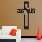 Lanstick Vinyl Black Christian Jesus Cross Image Self Adhesive Wall Sticker 24 inch