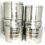 Liolis Steel Dabba Set | Stainless Steel Dibba 6 pcs | 10 Liter , 9 Liter, 8 Liter, 7 Liter, 6 Liter, 5 Liter Steel Grocery containers | 5 kg to 10 kg Steel Container/Dibba Size Jumbo Set | 22 Gaze | silver storage containers | (Pack of 6 pcs )