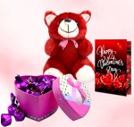 Midiron Valentines Gift Hamper for Girlfriend/Boyfriend|Rose Day, Chocolate Day, Hug Day Gift|Romantic Gift| Valentine's Week Day Gift-Handmade Chocolates, Love Greeting Card & Soft Red Teddy