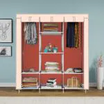 home reserve 3 Door 8 shelves Orange Printed Collapsible wardrobe