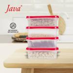 JAVA - 500 ml Plastic Grocery Container (Pack of 4, Red)