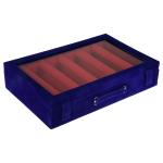 Kuber Industries 5 Rod Bangle Box|Wooden Jewelry Box|Wedding Vanity Box|Velvet Coated Wedding Bracelet Organizer for Women & Girls (Blue)