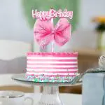 Zyozique Pink Happy Birthday Cake Topper For Cake Decorations | Cake Topper For Birthday | Baby Boy Or Girl Birthday Decorations Cake Topper | Cake Decorations Items
