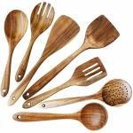 ADLORYEA Non Stick Brown Wooden Cooking Utensils Tools ?34.8 x 9.4 x 7.87 cm Set of 7