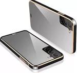 Clickaway Samsung Galaxy S22 Plus 5G Back Cover Gold Electroplating Transparent Chrome Raised Edges Super Soft-Touch Bumper Case (Black)
