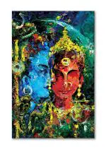 Tamatina Multicolor Religious The Lord Shiva Nataraja God Modern Art Canvas Painting - 36X24 Inch