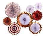 Party Propz Gold Paper Decor Paper Fans Hanging (Set Of 8)