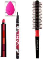 BUYTYA HDA64 Pro Waterproof Sketch Pen Eyeliner, Long Lasting Super Matte 5 in 1 Lipsticks for Girls and Women, Basic Round Hair Brush