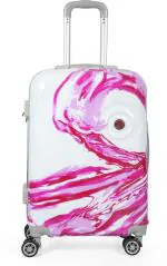 POLO CLASS Pink and White Polycarbonate Travel Trolley Bag - 50 cm