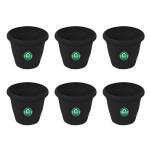 TrustBasket UV Treated Plastic Round Pot (10 Inches) -Black Color -Set of 6