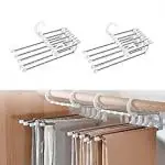 MILLENSIUM Foldable Hanger, (2PCS) Multi-Layer Multi Purpose 5 in 1 Magic Hanger, Space Saving for Wardrobe Rack Stainless Steel Cloth Hangers, Hanger Organizer Cloth Hanger for Clothes (Pack of 2)
