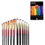 KAMAL Durable Multicolor Filbert and Angular Paint Brush Set with Canvas
