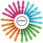 DHANAK (24 Pcs) Plastic Cloth Pins for Drying Laundry, Kitchen, Crafts Picture Clips Food Package Clips (MULTICOLOR)