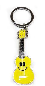 Blue Aura Fashion Fever Yellow Metal Classy Guitar With Smiley Key Chain