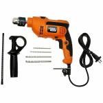 Black Decker 550 W Plastic Reversible Hammer Drill Machine with Lock-On and Drill Bits